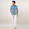 Men Blue Regular Fit Cotton Printed Casual Shirt