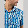 Men Blue Regular Fit Cotton Printed Casual Shirt