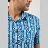 Men Blue Regular Fit Cotton Printed Casual Shirt - Frionkandy