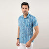 Men Blue Regular Fit Cotton Printed Casual Shirt
