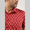 Men Maroon Regular Fit Cotton Floral Casual Shirt