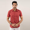 Men Maroon Regular Fit Cotton Floral Casual Shirt