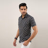 Men Black Regular Fit Cotton Floral Casual Shirt