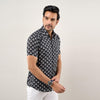 Men Black Regular Fit Cotton Floral Casual Shirt
