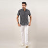 Men Black Regular Fit Cotton Floral Casual Shirt