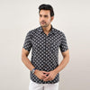 Men Black Regular Fit Cotton Floral Casual Shirt