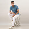 Men Indigo Blue Regular Fit Cotton Printed Casual Shirt (SHKN1035)