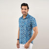 Men Indigo Blue Regular Fit Cotton Printed Casual Shirt (SHKN1035)