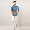 Men Indigo Blue Regular Fit Cotton Printed Casual Shirt (SHKN1035)