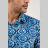 Men Indigo Blue Regular Fit Cotton Printed Casual Shirt (SHKN1035) - Frionkandy