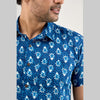 Men Indigo Blue Regular Fit Cotton Printed Casual Shirt (SHKN1036)