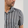 Men Black Regular Fit Cotton Striped Casual Shirt