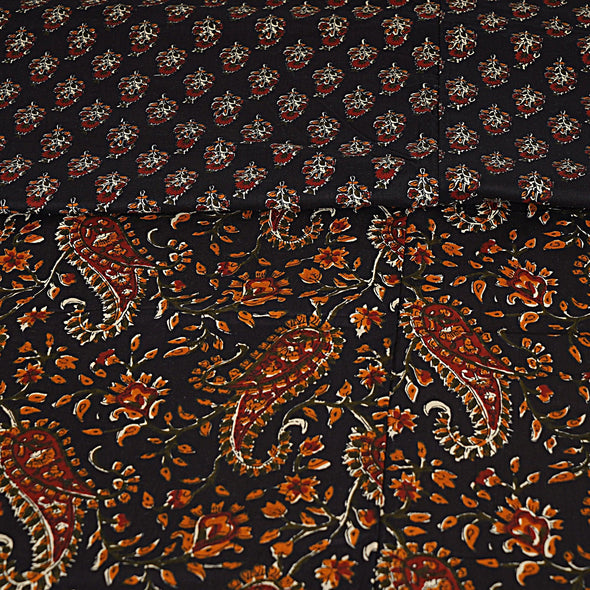 Black Paisley Print 240 TC Cotton Double Bed Dohar (SHKR1016) - Frionkandy