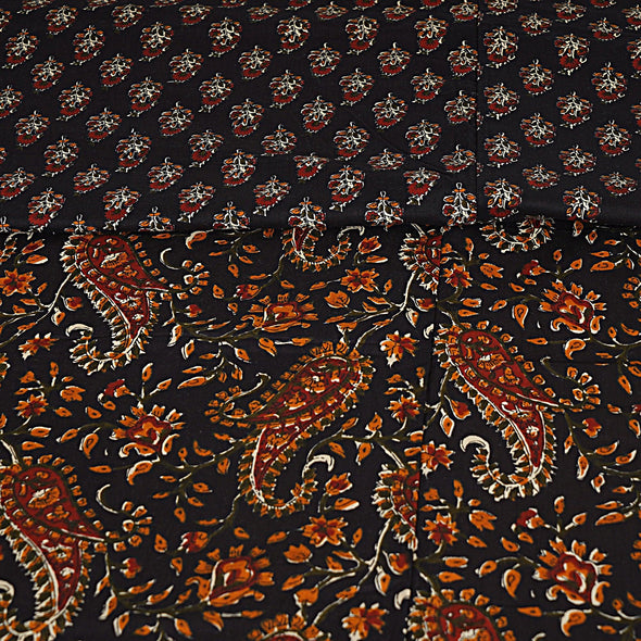 Black Paisley Print 240 TC Cotton Double Bed Dohar (SHKR1016) - Frionkandy