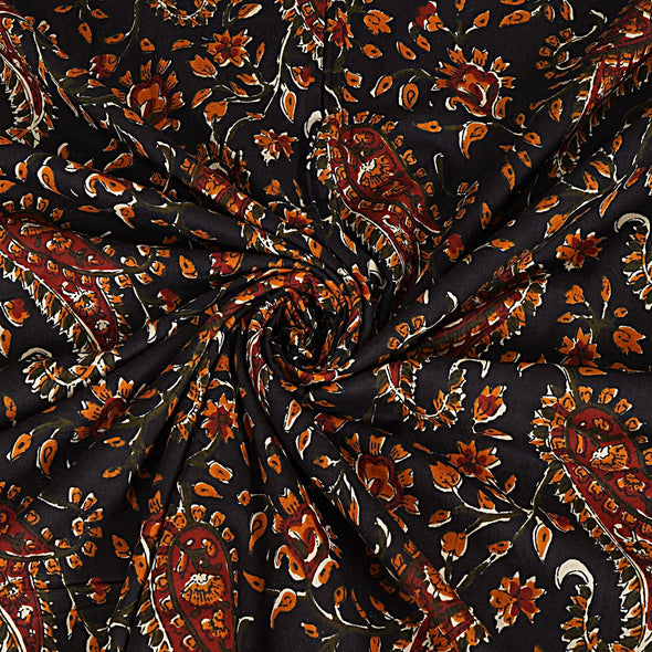 Black Paisley Print 240 TC Cotton Double Bed Dohar (SHKR1016) - Frionkandy