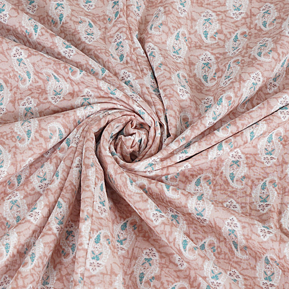 Peach Paisley Print 240 TC Cotton Double Bed Dohar (SHKR1022) - Frionkandy