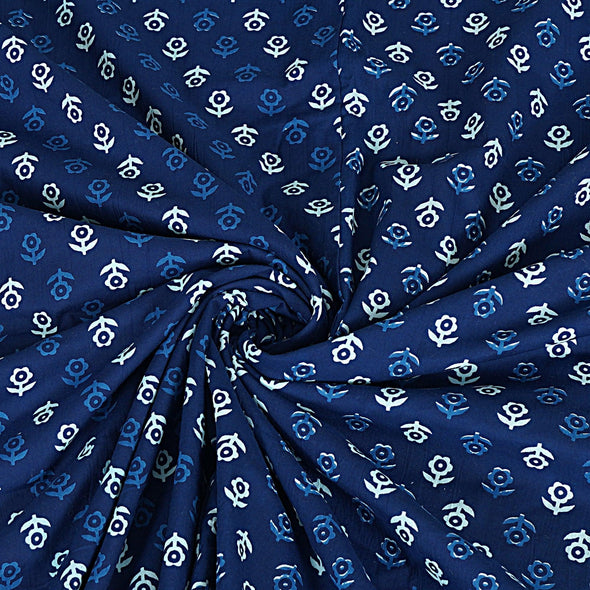 Indigo Blue Floral Print 240 TC Cotton Double Bed Dohar (SHKR1023) - Frionkandy