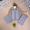 Traditional Screen Print Cotton Unstitched Suit With Cotton Dupatta Grey-SHKS1083