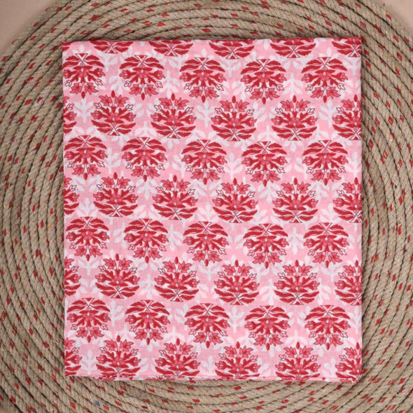 Floral Print Pure Cotton Red Unstitched Suit With Cotton Dupatta (SHKS1111) - Frionkandy