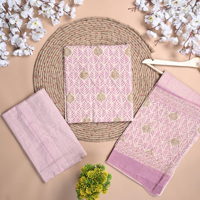 Floral Print Pure Cotton Purple Unstitched Suit With Cotton Dupatta (SHKS1117) - Frionkandy