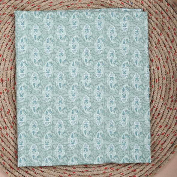Floral Print Pure Cotton Light Blue Unstitched Suit With Cotton Dupatta (SHKS1122) - Frionkandy