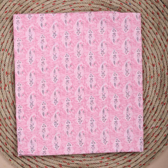 Floral Print Pure Cotton Pink Unstitched Suit With Cotton Dupatta- SHKS1127
