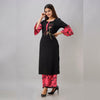 Rayon Black Embroidered Kurta With Palazzo Set - Frionkandy