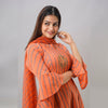 Orange Leheriya Print Cotton Suit Set - Frionkandy