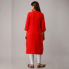 Red Rayon Knee-Long Pintuck Kurta - Frionkandy