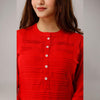 Red Rayon Knee-Long Pintuck Kurta - Frionkandy