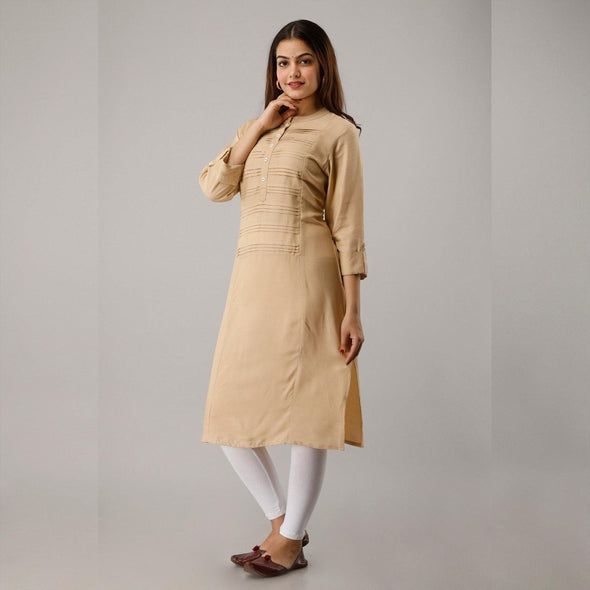 Oat Pintuck Straight Kurti - Frionkandy