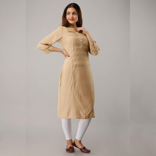 Oat Pintuck Straight Kurti - Frionkandy