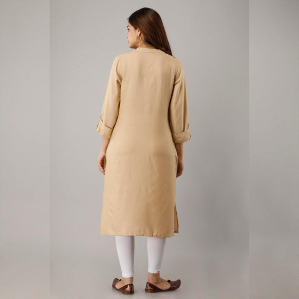 Oat Pintuck Straight Kurti - Frionkandy