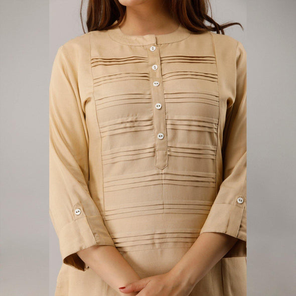 Oat Pintuck Straight Kurti - Frionkandy
