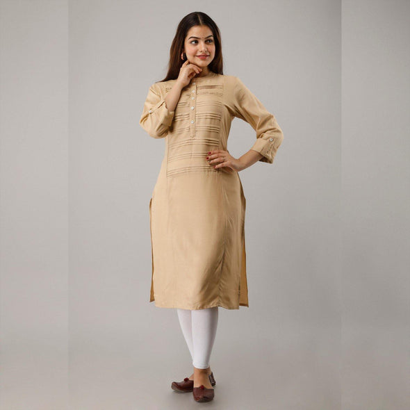 Oat Pintuck Straight Kurti - Frionkandy