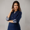 Solid Rayon Calf Length Blue Kurta - Frionkandy