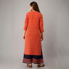Orange Cotton Slub Kurta with Dark Blue Rayon Palazzo - Frionkandy