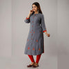 Steel Grey Embroidered Rayon Kurti - Frionkandy