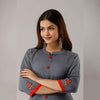 Steel Grey Embroidered Rayon Kurti - Frionkandy