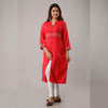 Solid Rayon Calf Length Red Kurta - Frionkandy