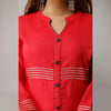 Solid Rayon Calf Length Red Kurta - Frionkandy