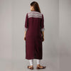 Rayon Straight Casual Calf Length Maroon Kurta for Women - Frionkandy