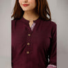 Rayon Straight Casual Calf Length Maroon Kurta for Women - Frionkandy