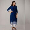 Rayon Straight Casual Calf Length Royal Blue Kurta for Women - Frionkandy