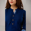 Royal Blue Border Print Solid Kurta - Frionkandy