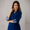 Rayon Straight Casual Calf Length Royal Blue Kurta for Women - Frionkandy