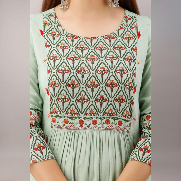 Neo Mint Jaipuri Rayon Kurti - Frionkandy