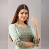Neo Mint Block Printed Cotton Kurti - Frionkandy
