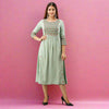 Neo Mint Block Printed Cotton Kurti - Frionkandy
