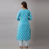 Light Blue Cotton Printed Kurta and Pant Set-Frionkandy